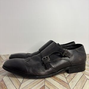 Kenneth Cole Reaction Mens Size 11M Black Leather Double Monk Strap Shoes